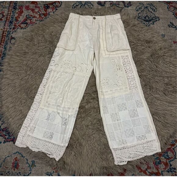 NWT Free People Lace Patchwork Pants size 6 - Picture 2 of 13